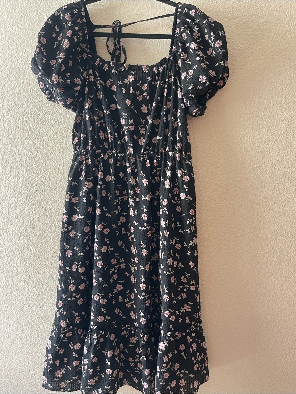 Love Riche Black Midi Dress with Pink Floral Print
